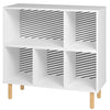 Bibliothèque basse Essex de Manhattan Comfort de 33,66 po avec 5 tablettes - blanche et motif zébré
