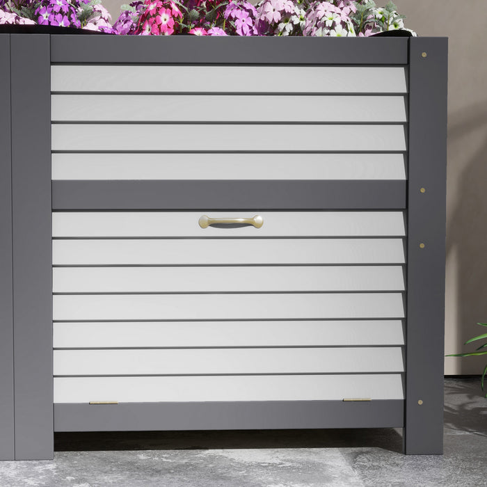 Outsunny Lit De Jardin Sureleve En Bois Avec Portes De Rangement