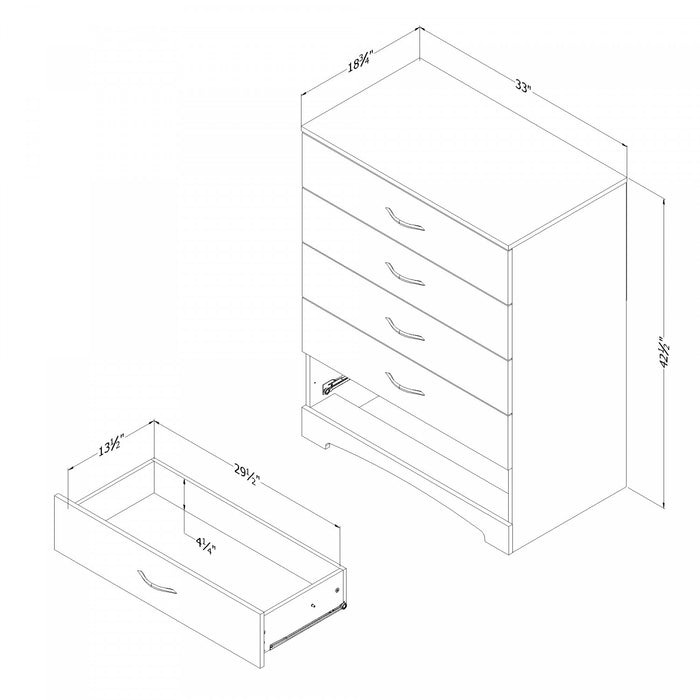 Step One Commode 5 Tiroirs - Noir Solide