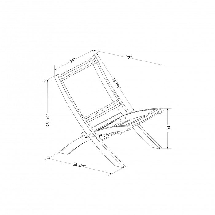 Fauteuil de détente Agave en bois et en corde tressée - noir