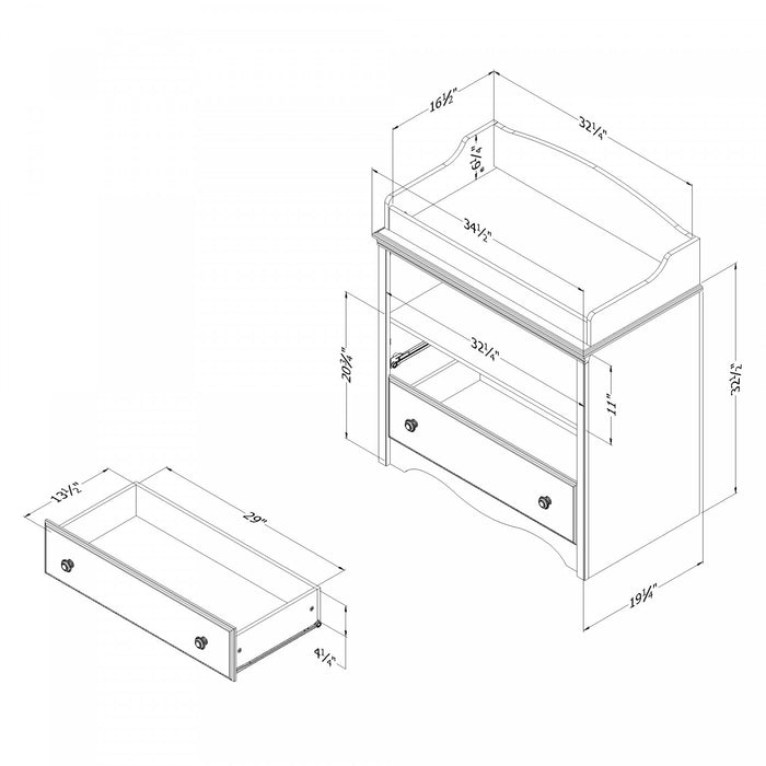Angel Table A Langer Avec Tiroirs Et Rangement Ouvert - Blanc Solide