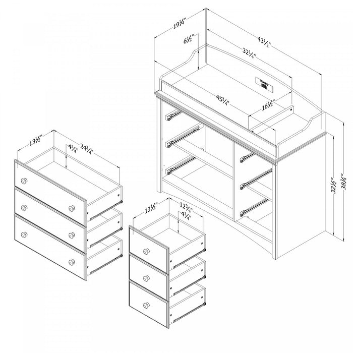 Angel Table A Langer Avec Pourtour Amovible - Blanc Solide