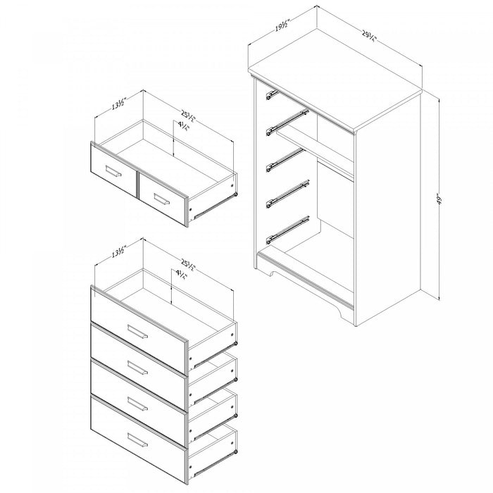 Versa Commode 5 Tiroirs - Chene Vieilli