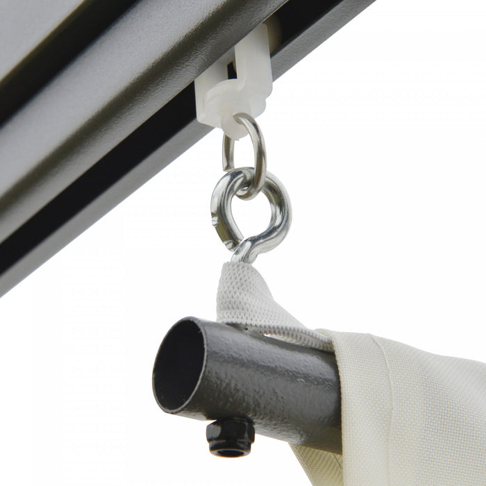 Outsunny 10'x10' Pergola Tonnelle De D'exterieur Avec Auvent Retractable Et Structure Metal Et Revetement Pa Pour Abri Solaire, Couverture De Porche, Creme