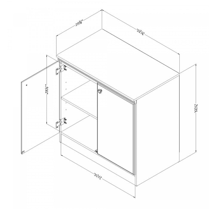 Morgan Armoire De Rangement 2 Portes - Blanc Solide