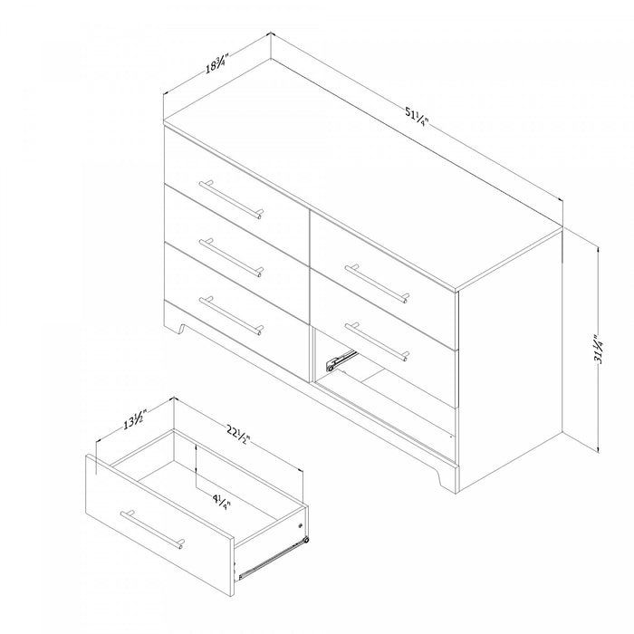 Commode Primo à 6 tiroirs - chêne noir