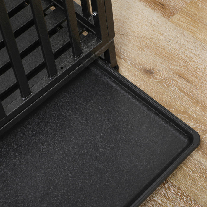 Pawhut Cage En Acier Robuste Pour Chien Avec Roues Pour Portabilite Et 1 Porte Pour Un Acces Pratique Au Sol Anti-pincement Noir