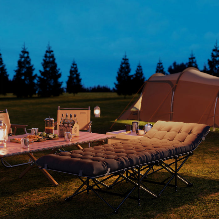 Outsunny Lit De Camping Pour Adultes Avec Matelas, Lit Pliant, Gris Fonce