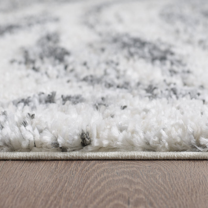 Carpette à poil long Paris crème à motif de coups de pinceau - 6 pi 7 po x 9 pi 6 po