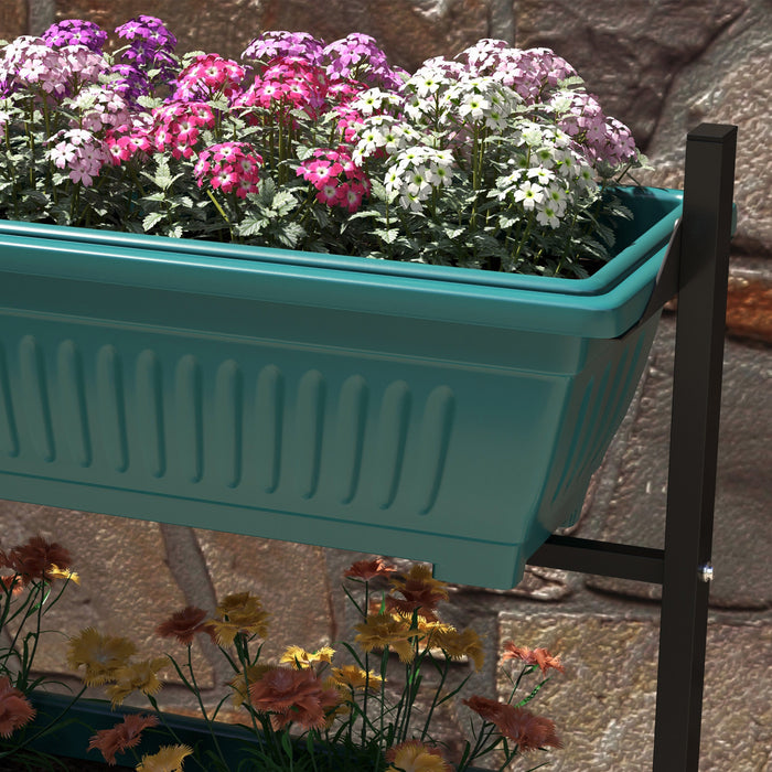 Outsunny Lit De Jardin Sureleve Vertical De 4 Niveaux Avec 4 Boites De Planteur, Roues, Support De Plante Exterieur Cultivent Le Conteneur Avec Des Trous Qui Fuient Pour Patio De Balcon, Vert