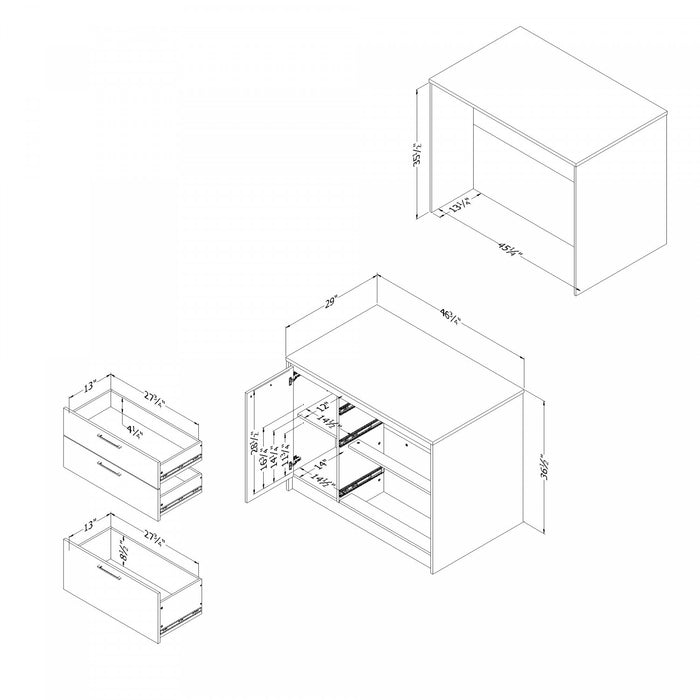 Myro Ilot De Cuisine Avec Porte Et Tiroirs - Blanc Et Erable Noix De Muscade