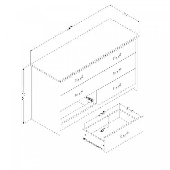 Tassio Commode 6 Tiroirs - Chene Gris