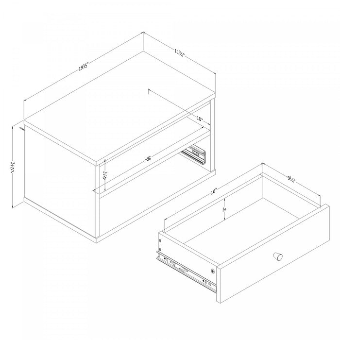 Sazena Table De Chevet Flottante Avec Eclairage Del - Chene Blanchi