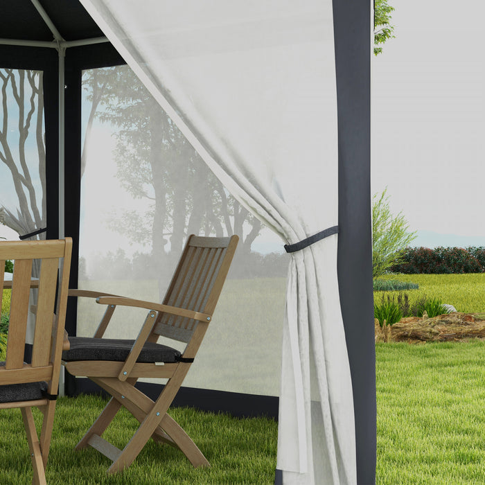 Outsunny Tente Tonnelle De Patio Hexagonale, Gris Fonce