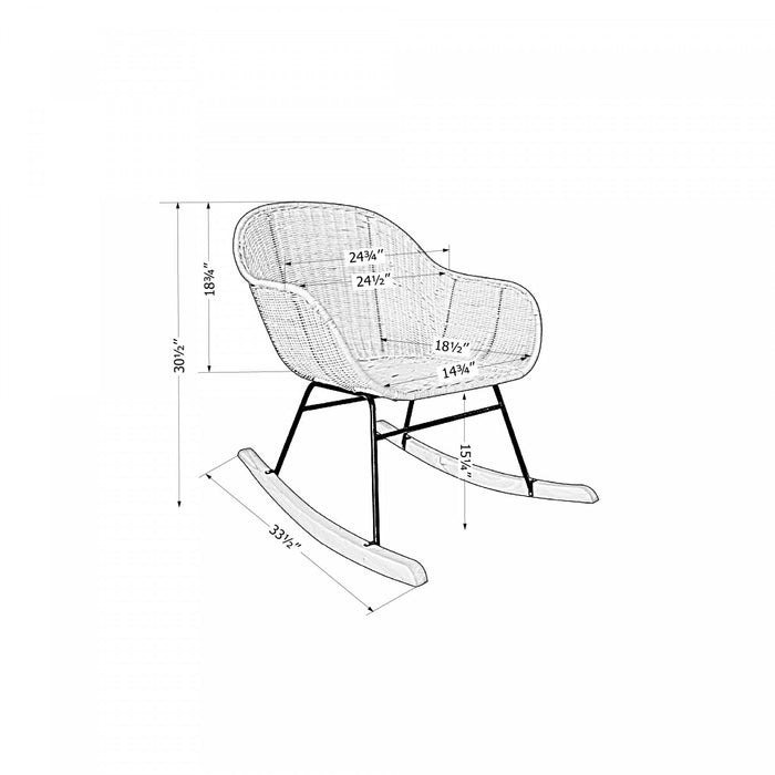 Chaise berçante Balka en rotin - noire