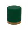 Pouf cylindrique en velours - siège avec revêtement vert forêt avec base en métal doré