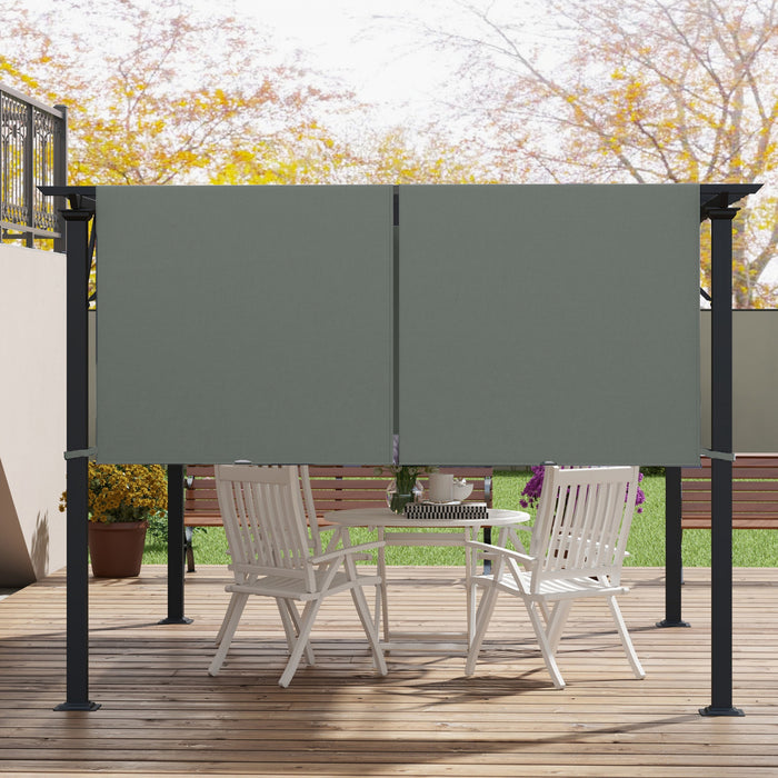 Outsunny Auvent De Pergola, Protection Uv, 2 Pieces 16 X 4 Pi, Gris Fonce