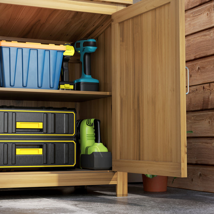 Outsunny Meuble De Rangement Pour Abri De Jardin En Bois Avec 2 Etageres