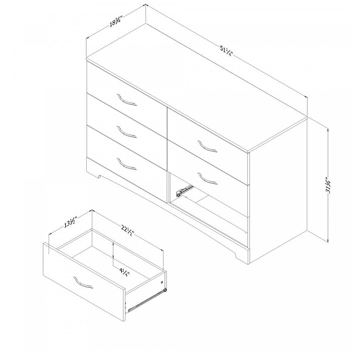 Step One Commode 6 Tiroirs - Blanc Solide