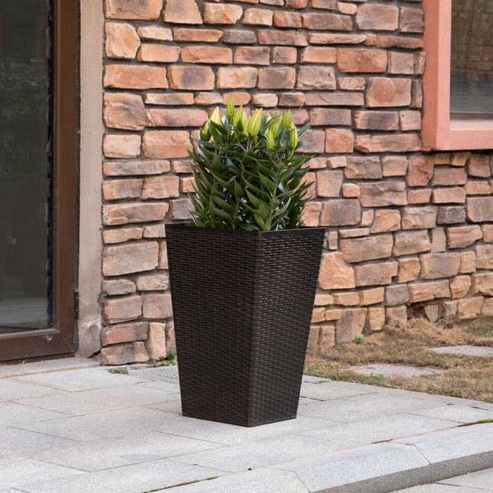 Outsunny Ensemble De 3 Grandes Jardinieres, Ensemble De Pots De Fleurs D'exterieur Et D'interieur Pour Entree, Patio Et Terrasse Brun