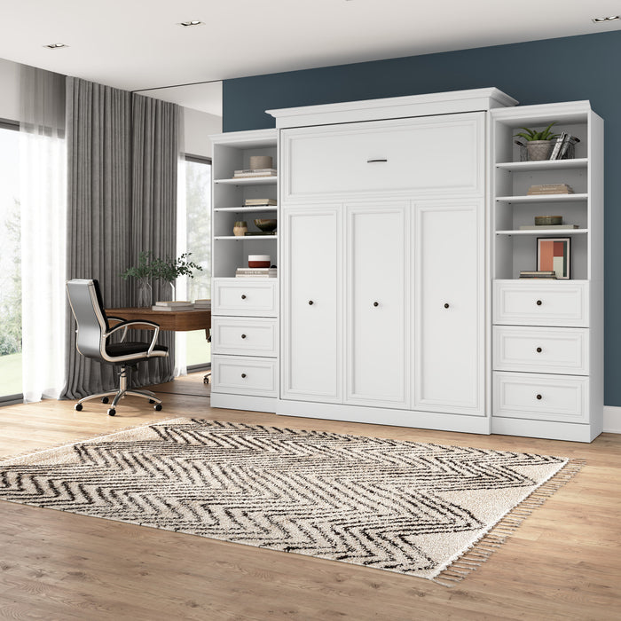 Grand lit escamotable Versatile de Bestar de 115 po (L) avec 2 organisateurs de garde-robe et tiroirs - blanc