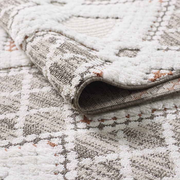 Carpette à poil long Quinto Twinkle orange - 7 pi 7 po x 10 pi