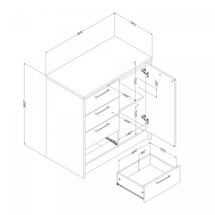 Îlot de cuisine compact Myro avec rangement - imitation de marbre blanc et blanc