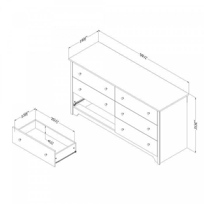 Vito Commode 6 Tiroirs - Blanc Solide