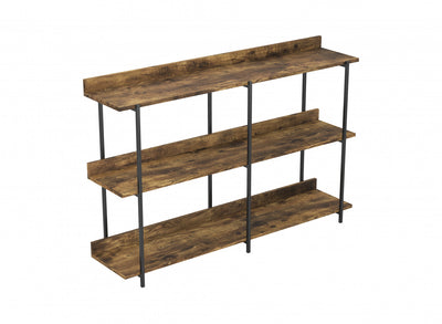 Premium 34” Console Table With 2 Shelves - Brown Reclaimed Wood With Black Metal | Console de 34 po de qualité supérieure avec 2 tablettes - bois recyclé brun avec métal noir