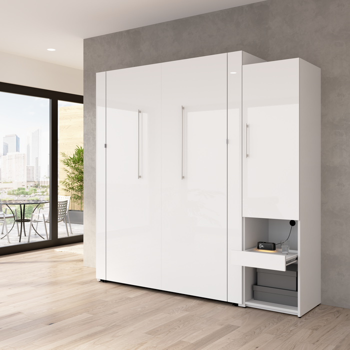 Grand lit escamotable Avalon de Bestar de 87 po (L) avec armoire de rangement et tablette coulissante