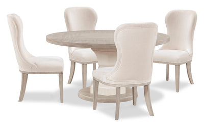 Corsa 5pc Dining Set with Table and 4 Chairs - Antique White Oak and Light Grey | Ensemble de salle à manger Corsa 5 pièces avec table et 4 chaises - chêne blanc antique et gris clair | CORSLRP5