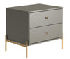 Table de nuit Jasper de Manhattan Comfort avec pattes en acier doré - gris lustré