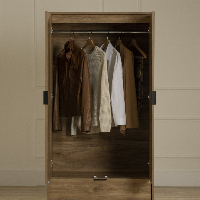Oxford Armoire-penderie Avec Portes Et Tiroir - Manguier Naturel