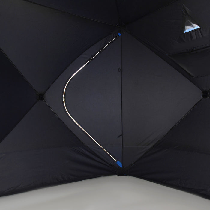 Outsunny 2-4 Personnes Portable Pop-up Tente De Peche Sur Glace Abri De Glace Avec Fenetres De Ventilation Et Sac De Transport Hub Abri Pour Poissons, Bleu