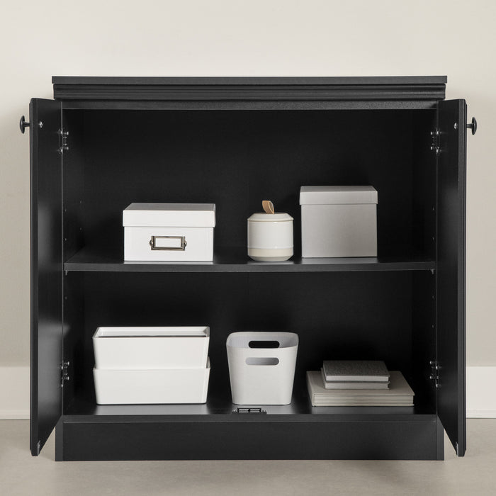 Morgan Armoire De Rangement 2 Portes - Noir Solide