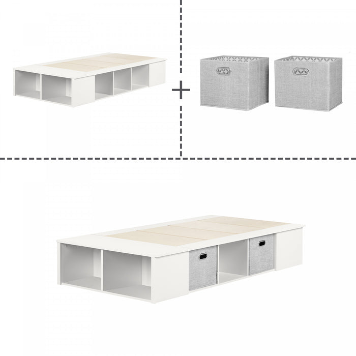 Flexible Lit Plateforme Avec Paniers - Blanc Solide