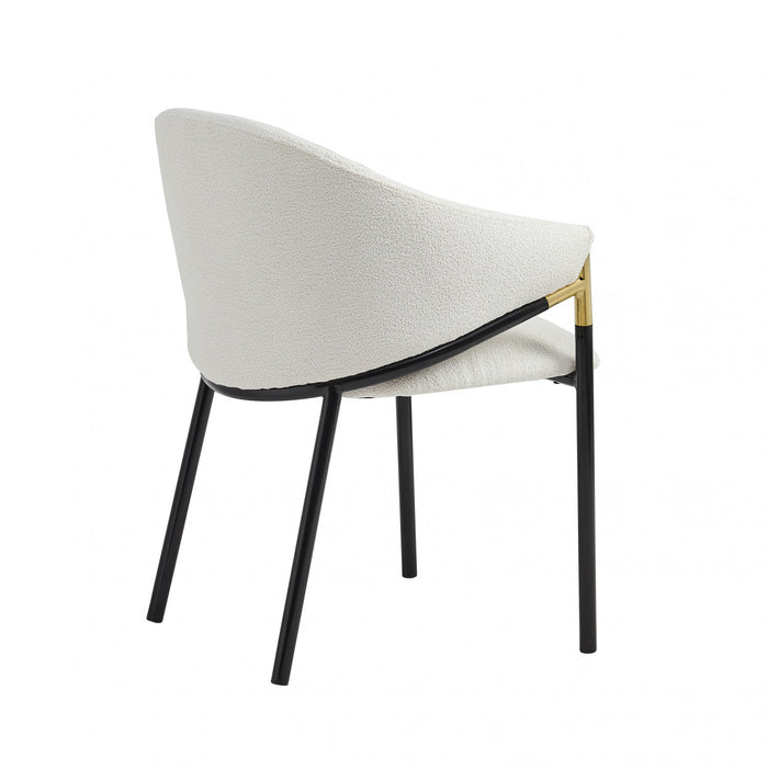 Pater Chaises De Salle A Manger Modernes Avec Assise Tapisee En Tissu Et Pieds En Metal, Blanc
