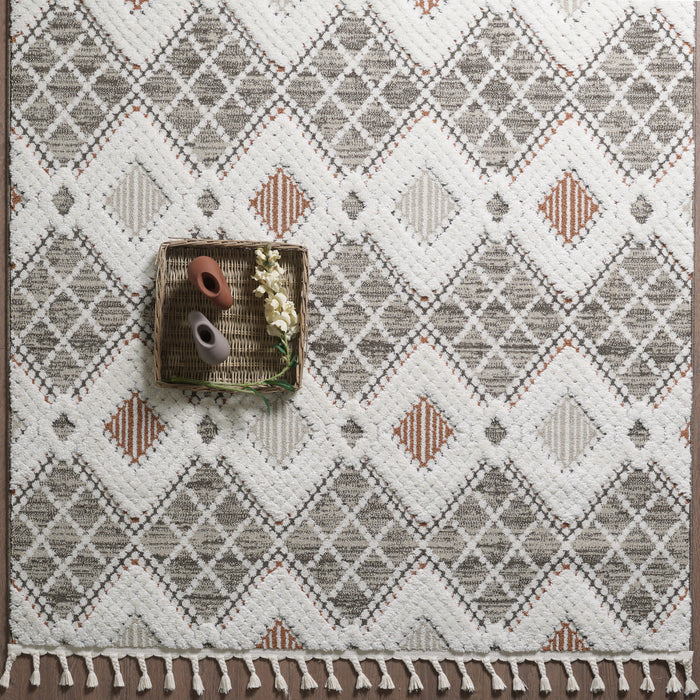 Carpette à poil long Quinto Twinkle orange - 7 pi 7 po x 10 pi