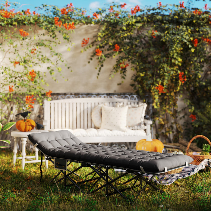 Outsunny Lit De Camping Pour Adultes Avec Matelas, Lit Pliant, Gris Fonce