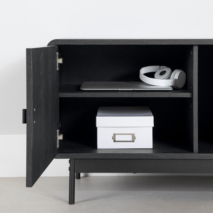 Meuble pour téléviseur Mezzy avec porte et tiroirs - chêne cendré