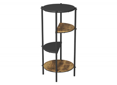 End Table With 4 Tier Etagere Shelf - Brown Reclaimed Wood | Table de bout avec étagère à 4 étages - bois recyclé brun