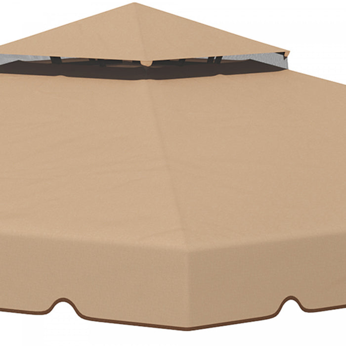 Outsunny 9.8'x9.8' Gazebo A Double Toit Couverture De Remplacement, Kaki