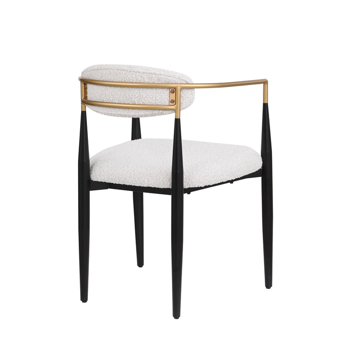 Ensemble De 2 Chaises De Salle A Manger Mila Avec Revêtement En Tissu Et Structure En Metal - Blanc Et Noir