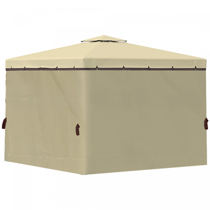 Outsunny Gazebo De Patio De 10'x10' Avec Parois Laterales En Maille, Beige