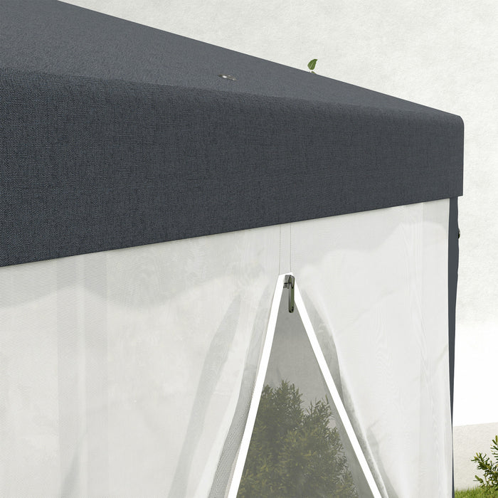 Outsunny Tente Tonnelle De Patio Hexagonale, Gris Fonce