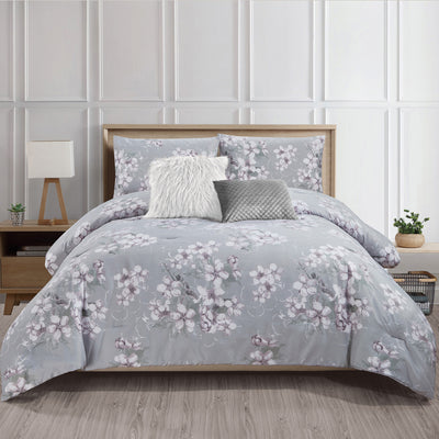 Alysse 5-Piece Floral Comforter Set | Ensemble Douillette Florale 5 Morceaux Alysse pour Lit Double/Grand