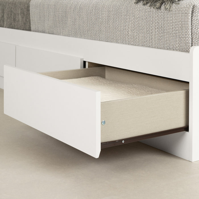 Reevo Ensemble Lit Double Avec Tete De Lit Bibliotheque - Blanc Solide
