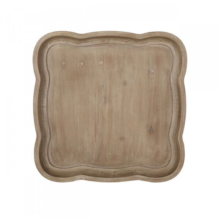 Table D’appoint Carrée Traditionnelle Jason Avec Étagère, Finition Bois Flotté