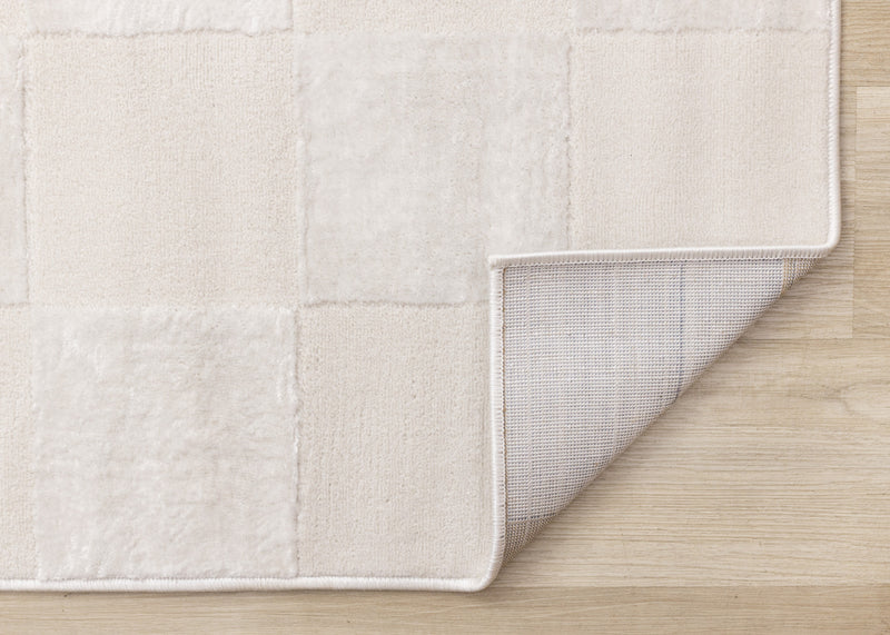 Carpette Leonardo blanche et grise à motif à carreaux - 6 pi 7 po x 9 pi 6 po