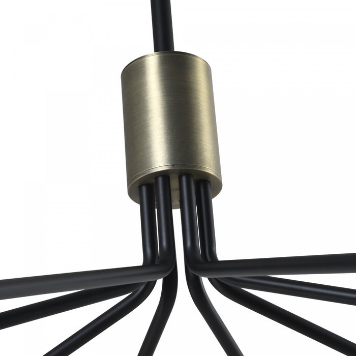 Lustre A 8 lampes Crema De 34,25 po, Noir, Laiton Brosse Avec Verre Genre Albatre